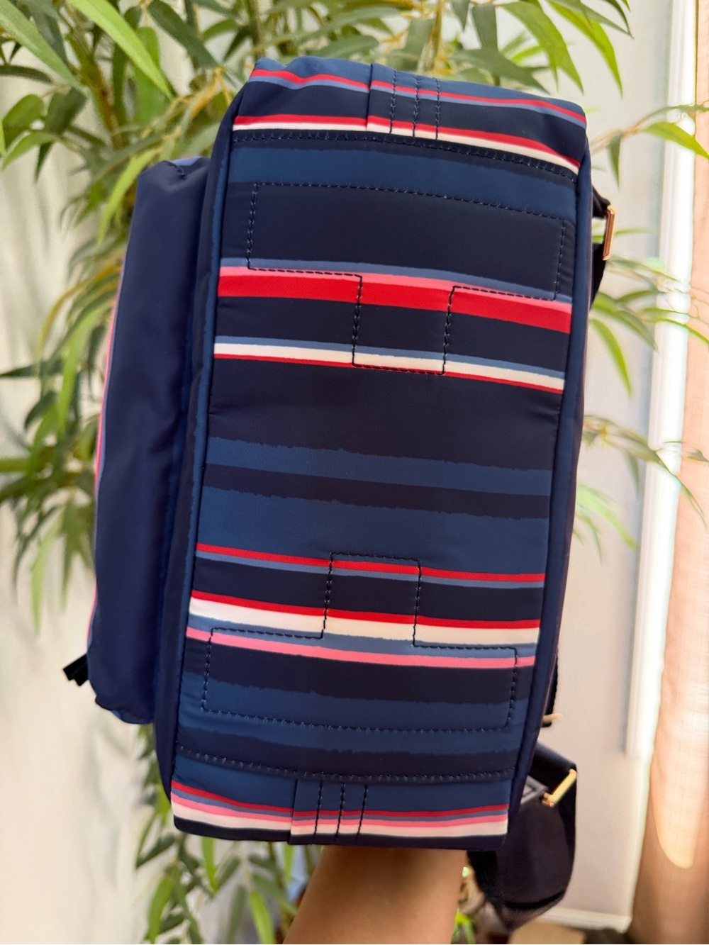Tory Burch Navy Multistripe Nylon Backpack - Picture 4 of 4